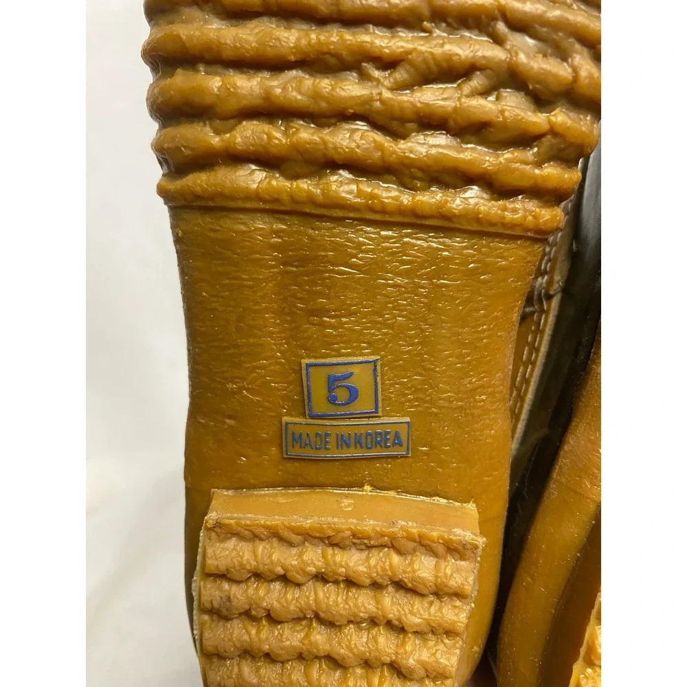 Land Rover Duck Boots Slides Size 5‎ Brown Yellow Lace Up Rubber